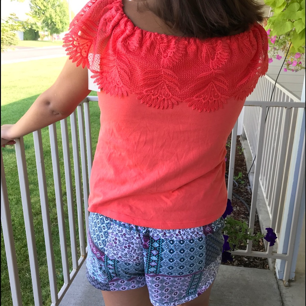 a.n.d Peasant style top, tangerine blouse